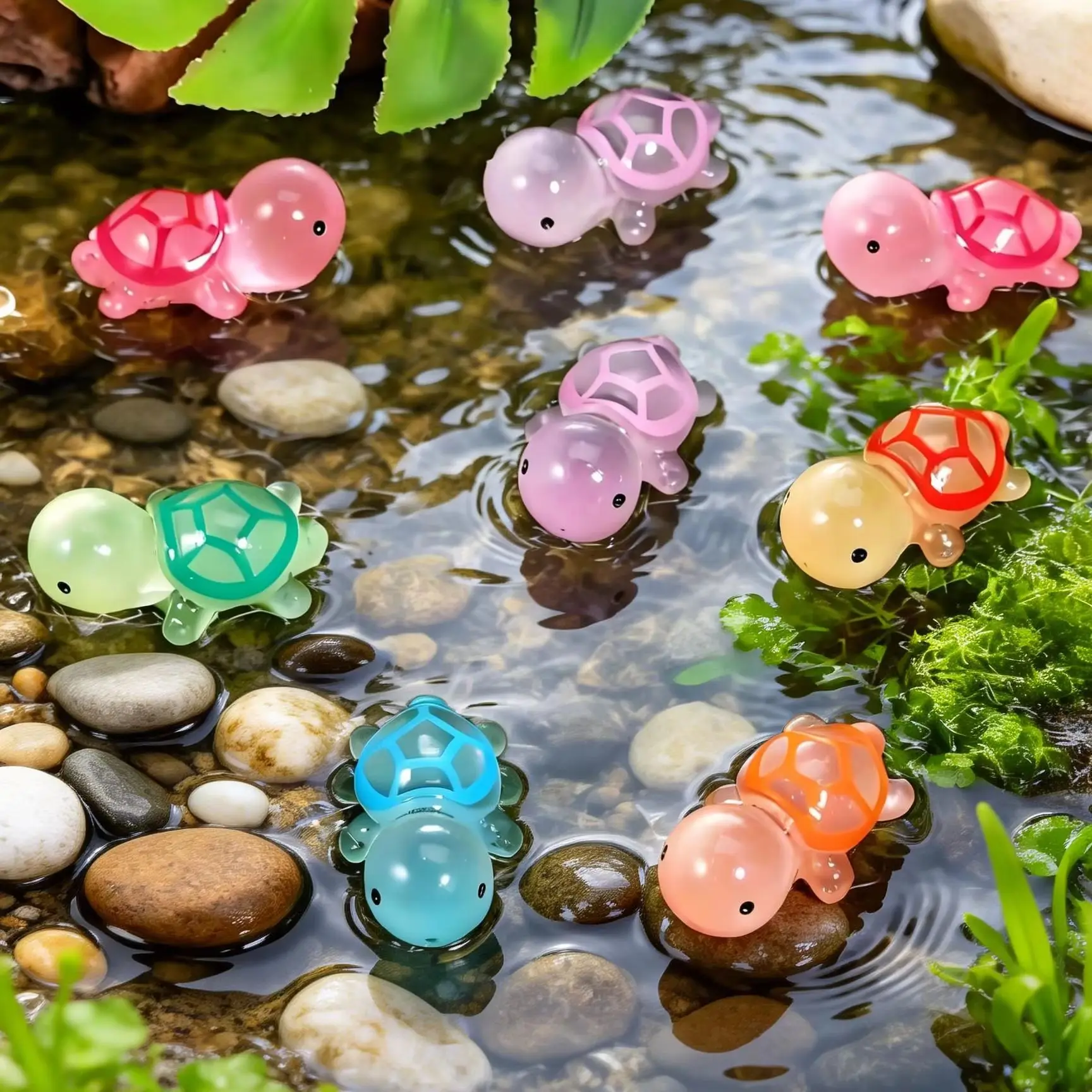 10Pcs Cute Mini Luminous Turtle Ornaments Glowing in The Dark Miniatures Turtle Micro Landscape Home Decor Gift