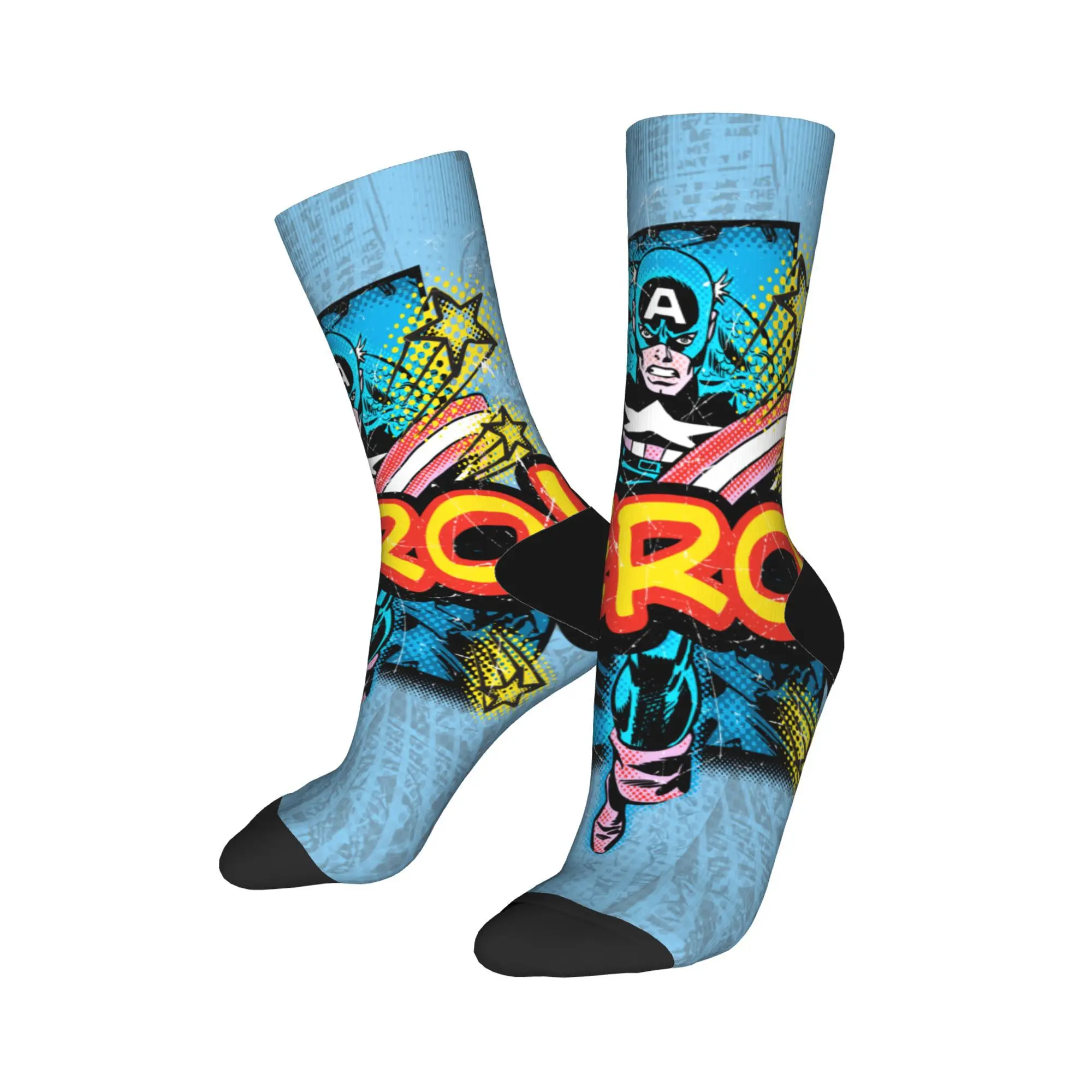 

Носки «Капитан Америка», мужские и женские повседневные носки из полиэстера с комиксами, новинка весны, лета, осени и зимы, средние носки-трубы, подарки