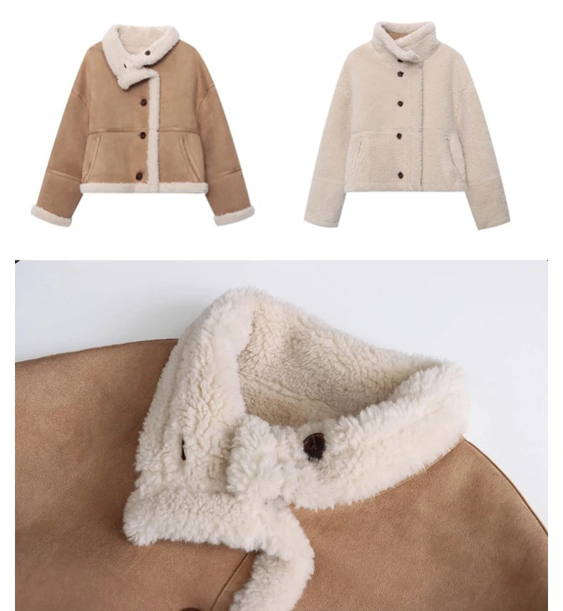 30% Wool New Women Winter Warm Thick Fur Coat Two Way Wear Women Furry Coat Turn Down Collar Women Jacket Coat Casaco Feminino