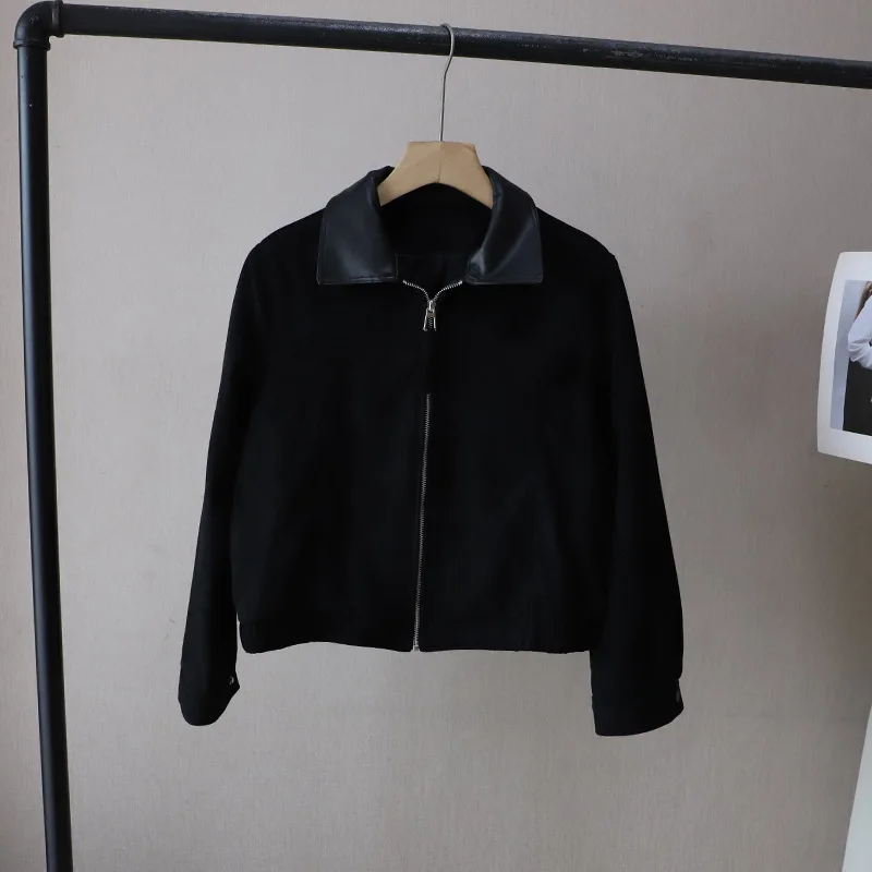 Zekye 2025 الخريف والشتاء جديد الكورية نمط الموضة المرقعة فضفاض التخسيس تنوعا سترة قصيرة ملابس خارجية نسائية #5