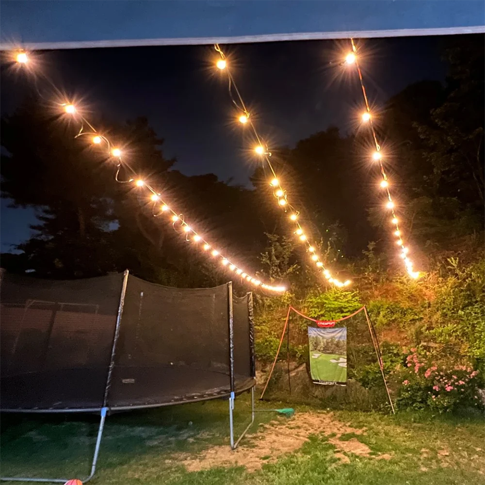 Plastic Led String Light 9M 18M 36M G40 Globe Outdoor Garland Light Warm White Vintage Bulb For Garden Backyard New Year Decor