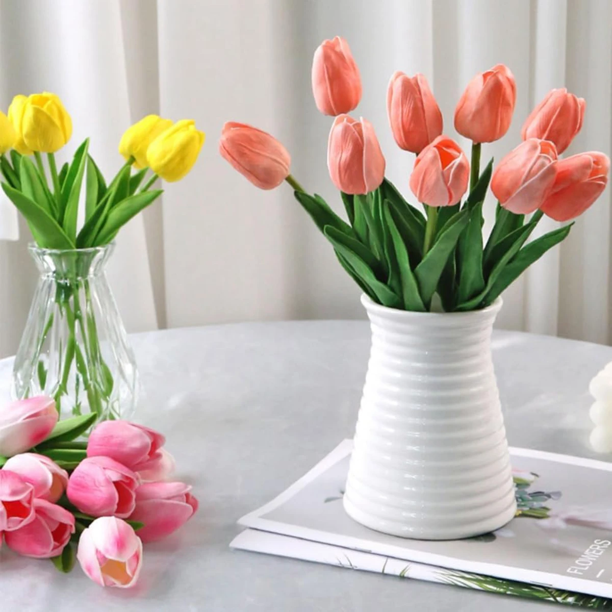 10PCS Artificial Flower Real Touch Tulip Scrapbooking Vase for Home Decor Wedding Garden Rose Arch Garland  Mother's Day Bouquet