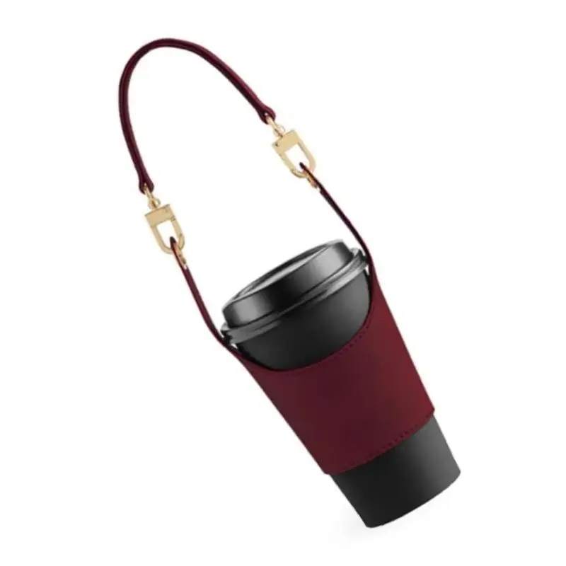 G6KF porte-gobelet à café avec sangle réglable pour transport facile, tasses isolées en PU, accessoires verres pour