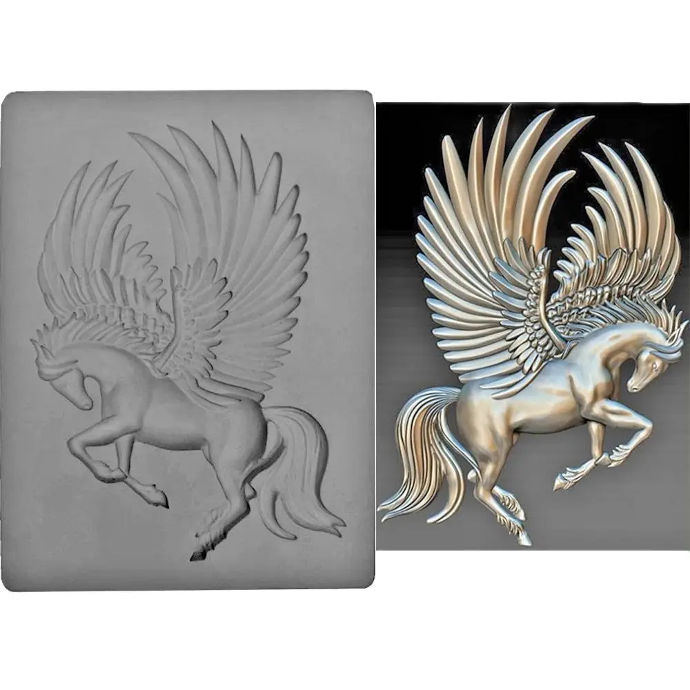 Greek Winged Horse Silicone Fondant Cake Topper Mold Two - Winged Pegasus Mould Chocolate Candy Icing Sugarcraft Baking