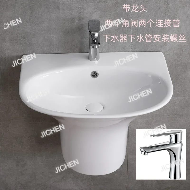 อ่างล้างหน้าแบบแขวนผนัง HG สำหรับอพาร์ทเมนต์ขนาดเล็ก ดีไซน์เรียบง่าย ผลิตจากเซรามิกแบบครบชุด