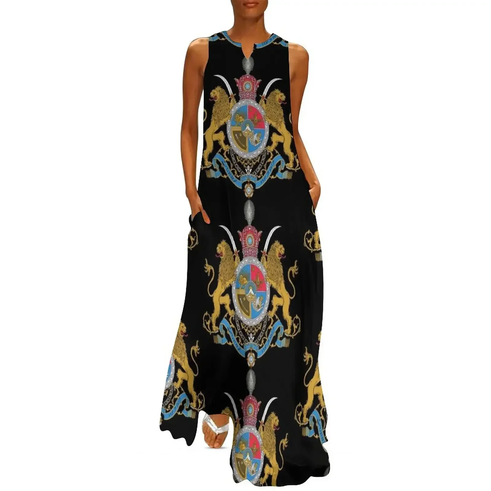

Imperial Coat of Arms of Iran under the Pahlavi Dynasty Long Dress summer dresses women 2025 Dress