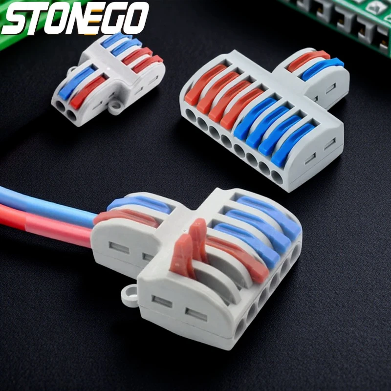 STONEGO 2 in 4/6/8 Out Wire Splitter Terminal Fast Connector Compact Wiring Cable Connector for Electrical Installations