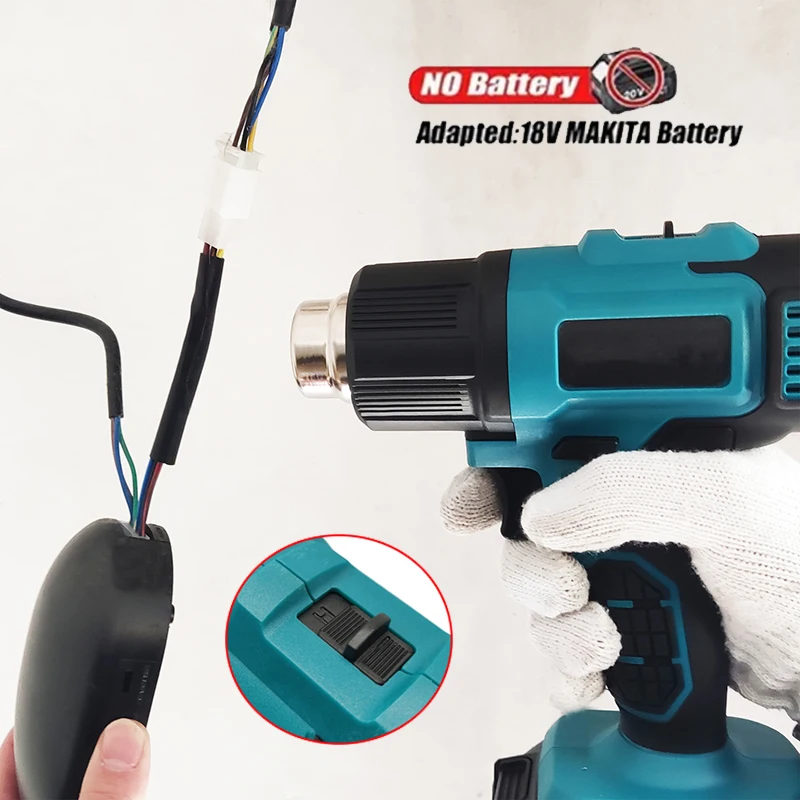 

Heat Gun Cordless Hot Air Gun Industrial Handheld Electric Heat Gun Temperatures Adjustable Fit Makita 18V Battery No Battery