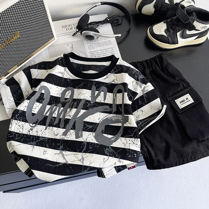 Boys Clothes Sets Summer 2026 Children Cotton T-shirts Shorts 2pcs Sports Suit For Baby Shorts Tracksuits Kids Outfits Toddler 3
