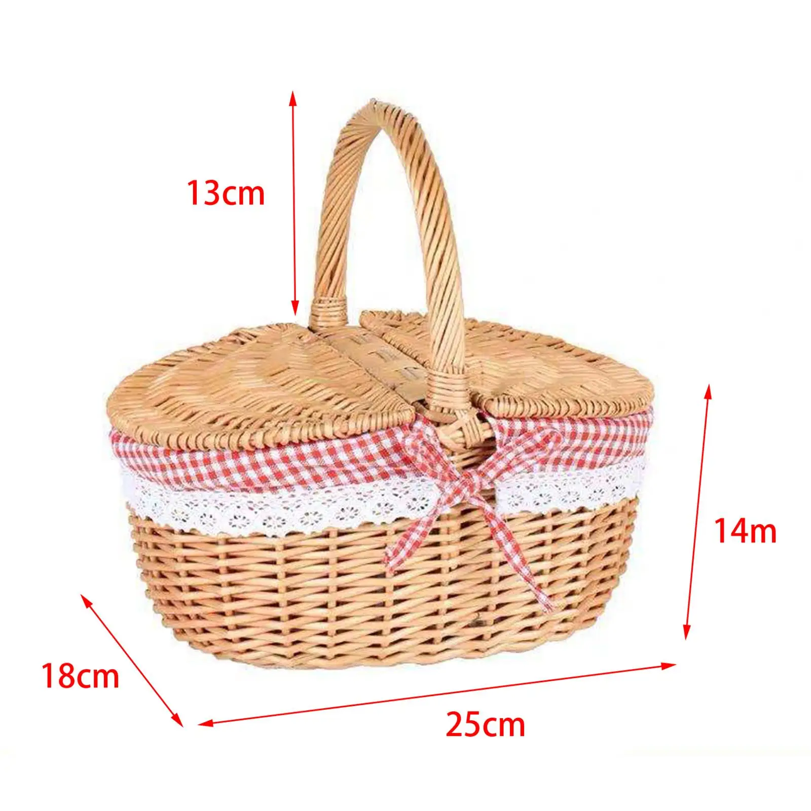 Handwoven Wicker Picnic Basket with Washable Lining Wicker Storage Hamper Rattan Storage Serving Basket for Hiking Camping view 6