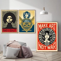 Retro Canvas Painting Make Art Not War Wall Art Shepard Fairey Vintage Poster Print Wall Picture for Room Interior Home Decor
