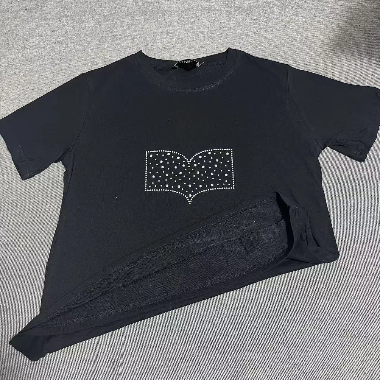 

2026 New Mar Hot Diamond T-Shirt Flax Bamboo Cotton T-Shirt Women's Short Sleeve T Retro Logo Women's Summer T-Shirt