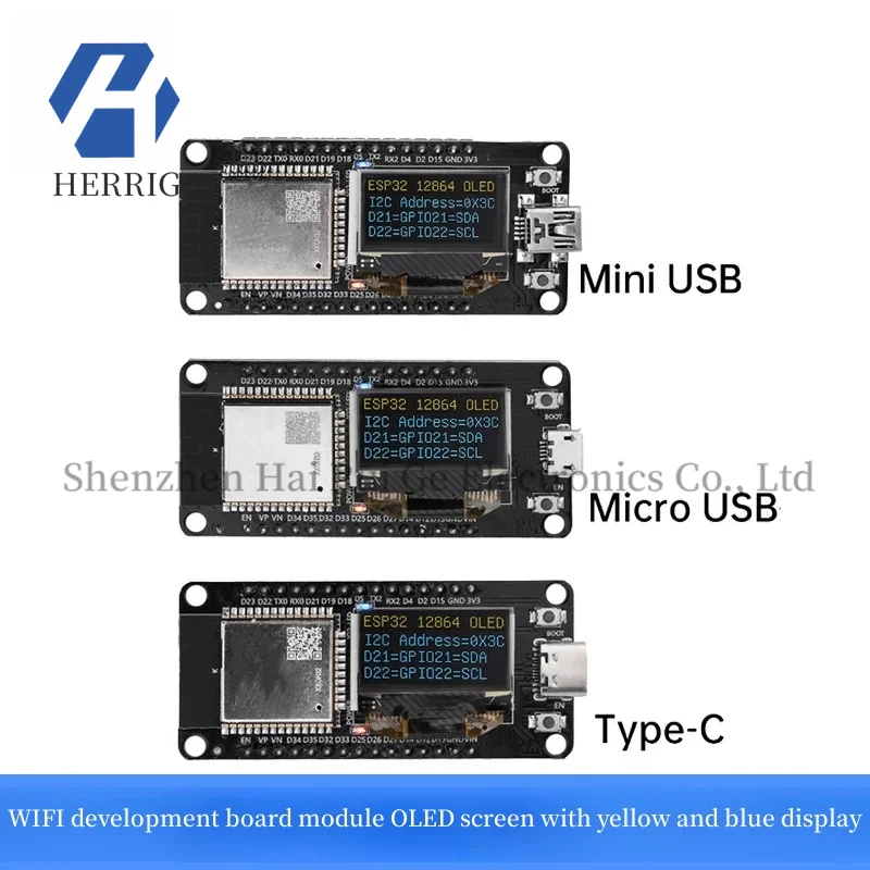 

WIFI development board module ESP32 ESP-32D OLED screen yellow blue display CH340C with 0.96