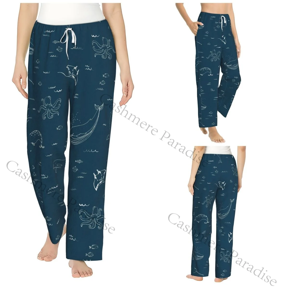 Dolphin Flannel Pajama Pants for Women Soft Warm Sleep Pants with Elastic Waistband