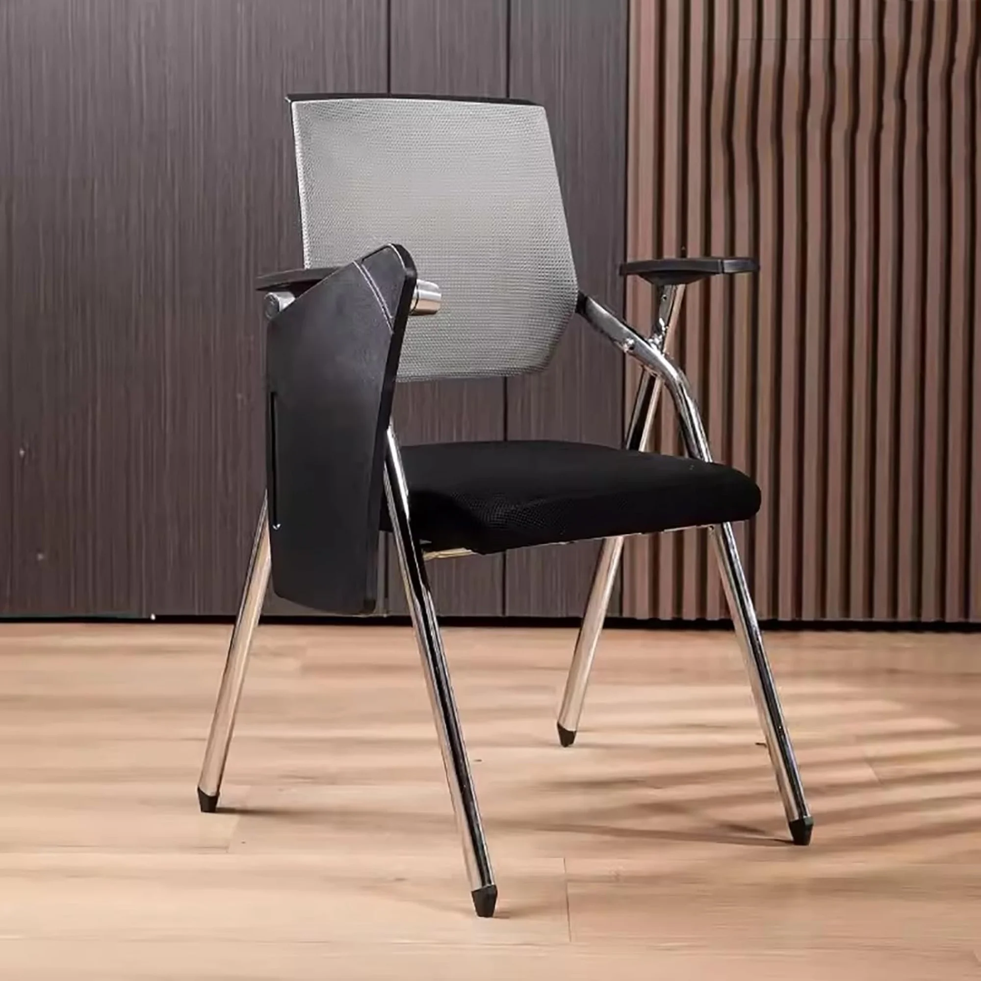 

Folding Chair with Desk Attached,Ergonomic Home Office Chair with Lumbar Support,Foldable Desk Chair Computer Desk with Arm(19.2" D x 22.4" W x 35.4" H, Gray)