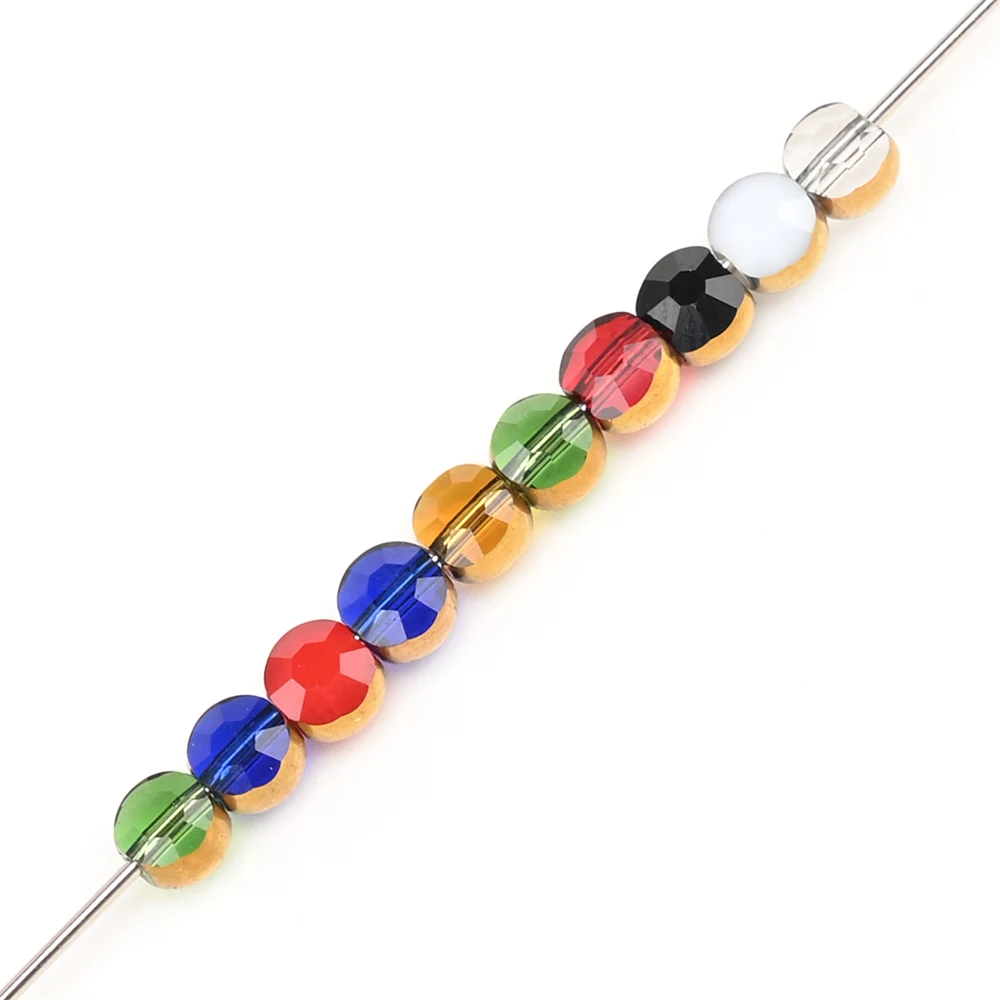 Cuentas redondas de cristal checo con borde de Color dorado de 4mm para pulsera de cristal hecha a mano, pendientes, fabricación de joyería DIY, 72 unids/lote