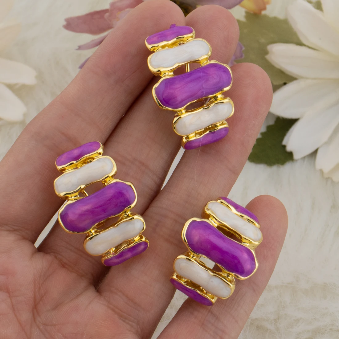 Dubai Metal Earrings Ring Set For Dopamine Color Gold Color Earring Adjustable Open Ring Female Fashion Jewelry Gift For Party
