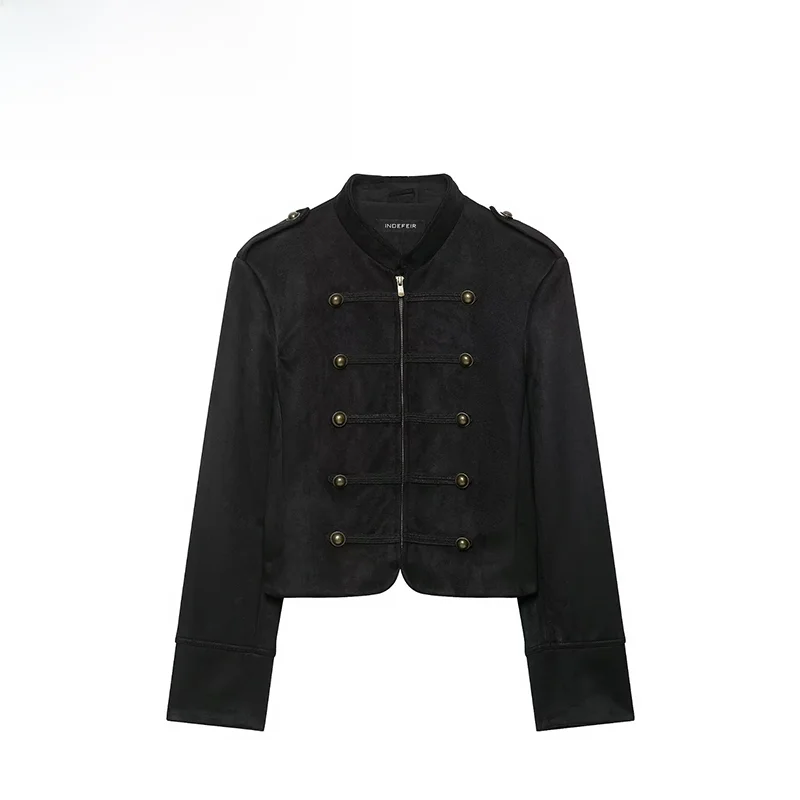Fashionable Velvet Texture Jacket Outerwear Women's Standard Fit Polyester Long Sleeve Regular Length Autumn New Arrival