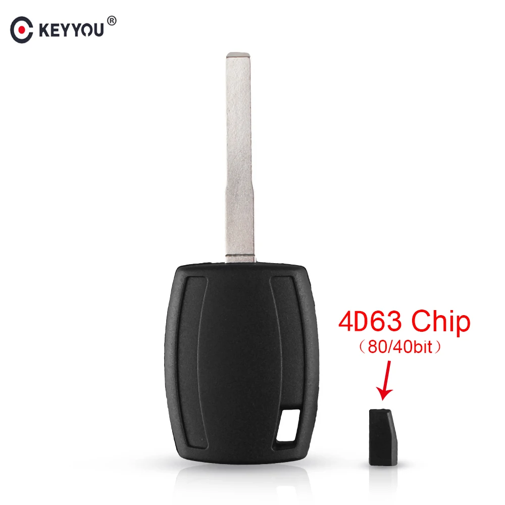 KEYYOU Transponder Ignition Key  ID63 4D63 40/80 Bit Chip Key Case Shell For Ford Fiesta Mondeo Focus C-Max Galaxy HU101 Blade