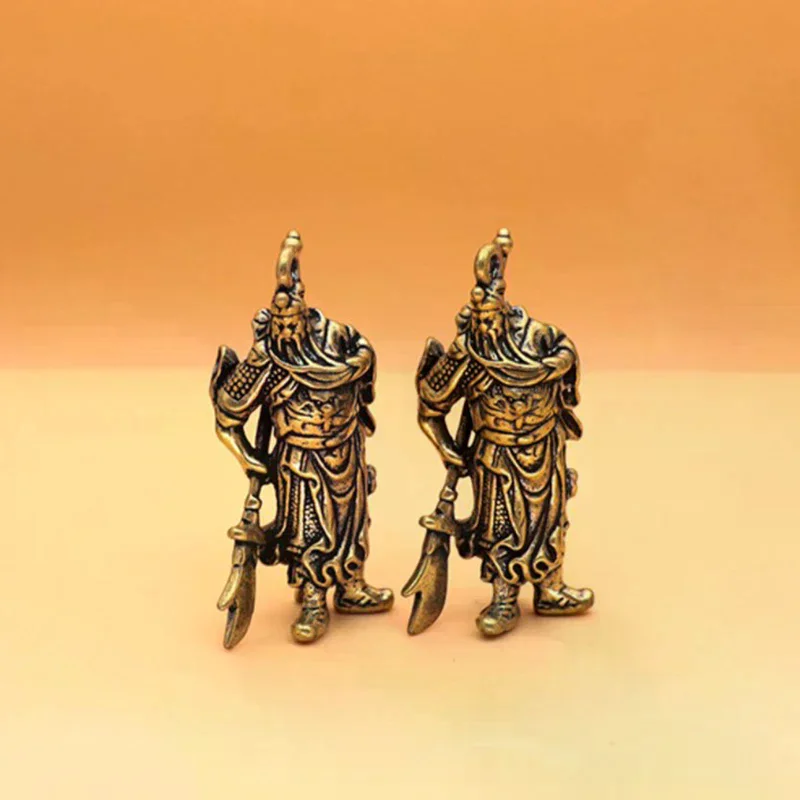 Solid Pure Copper Guan Gong Knife  Car Keychain Pendants Luggage Bag Hanging Jewelry Accessories Brass Key Chain Ring