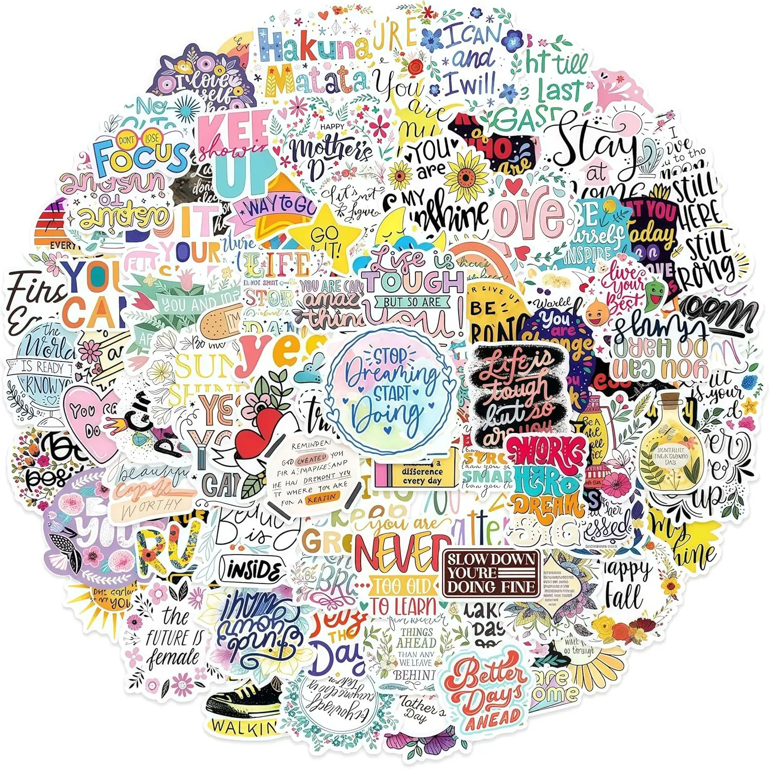 

Inspirational Stickers for Adults Teens Kids, 100PCS Waterproof Motivational Words Stickers for