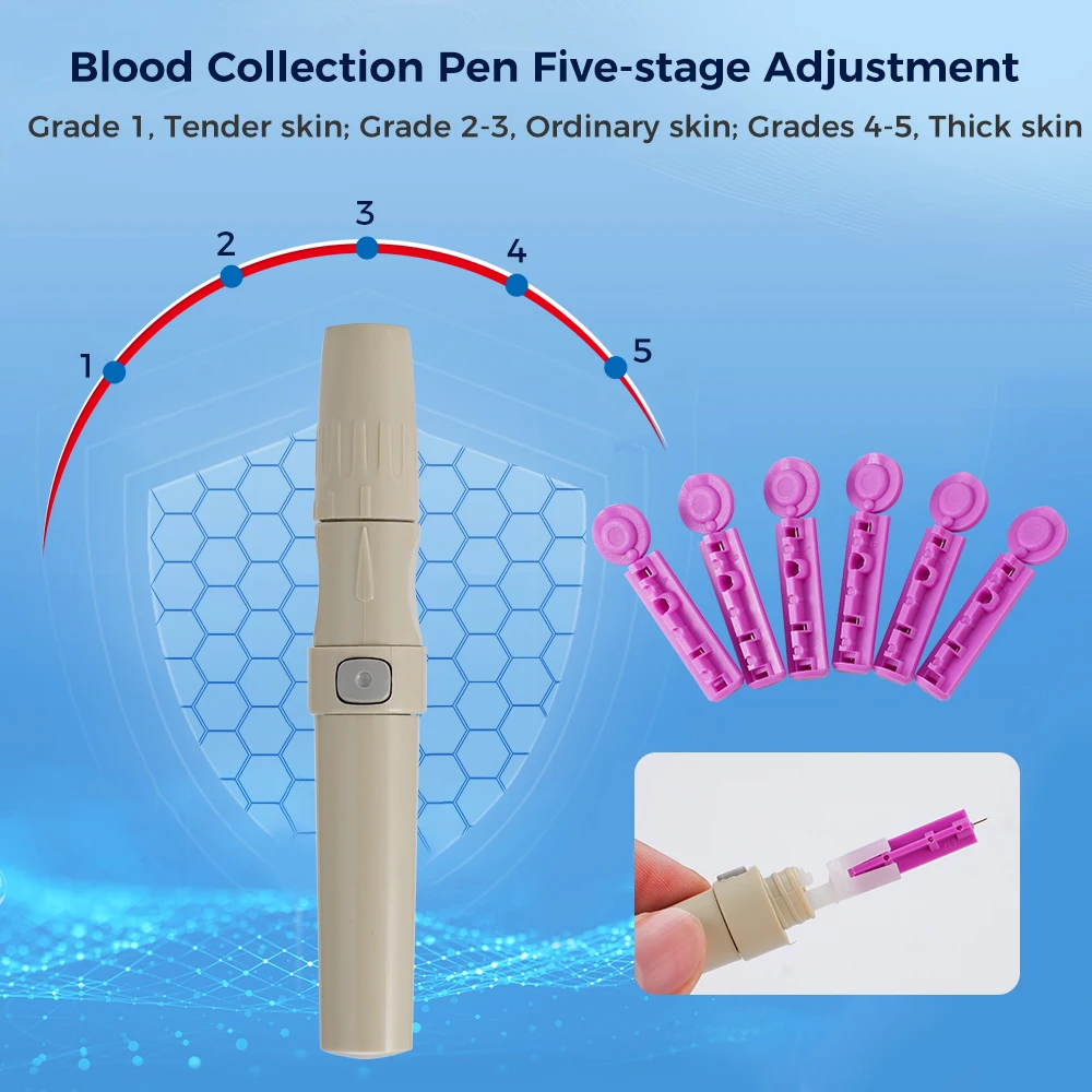 Medidor de glicose no sangue 25/50 pces tiras de teste agulhas lancets monitor de açúcar no sangue coletar glucometer de sangue mg/dl ou mmol/l