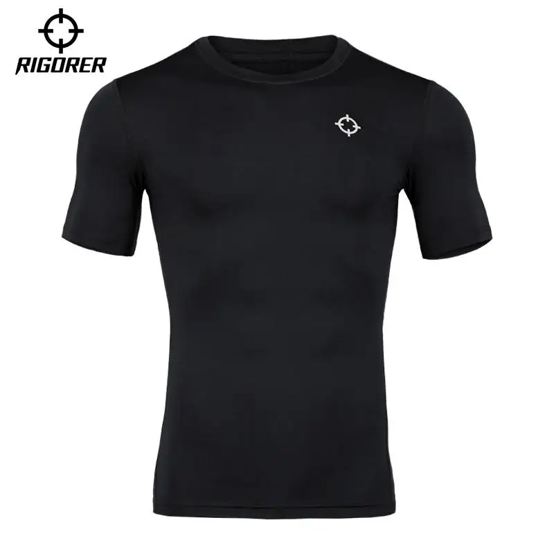 RIGOREY-Camisa de compressão manga comprida para homens, camisa de basquete, camisa de treinamento, ginástica, ginástica curta, camiseta corrida