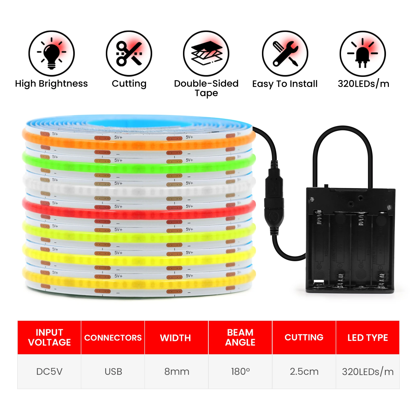 4AA Battery Box 5V USB COB Led - Actinic Blue Led incelemesi ve fiyatı