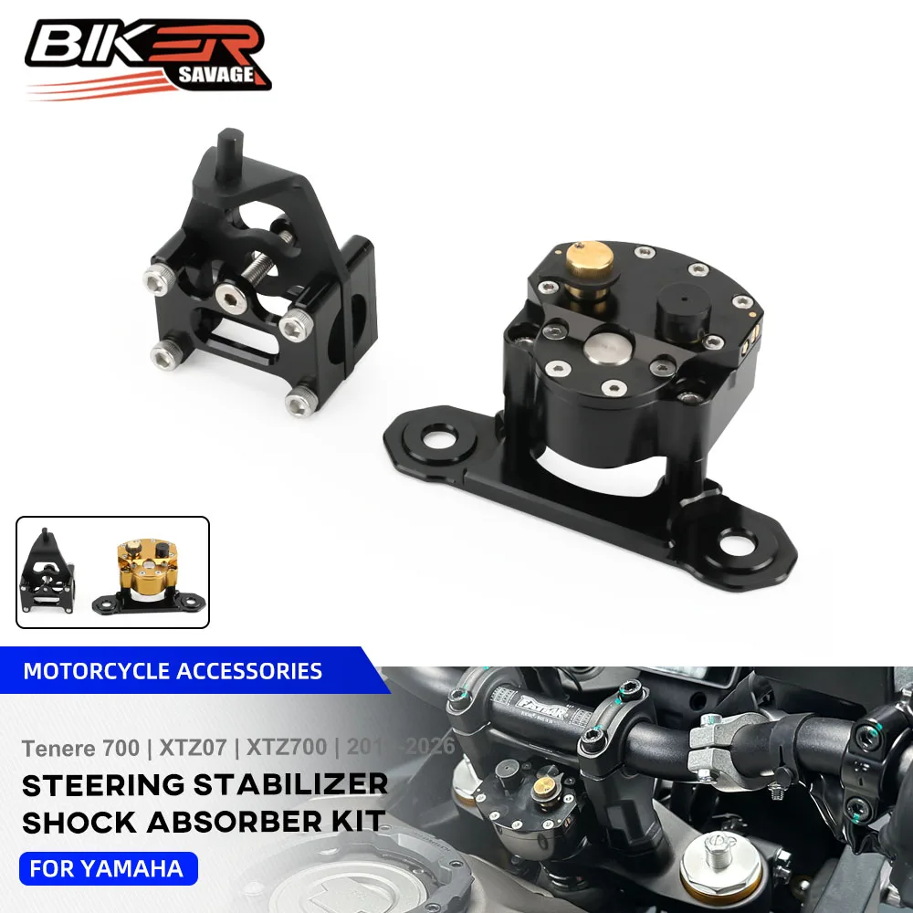 T700 2026 Steering Damper Stabilizer Bracket Kit For Yamaha Tenere 700 Explore Rally XTZ700 Linear Reverse Safety Absorber Kit