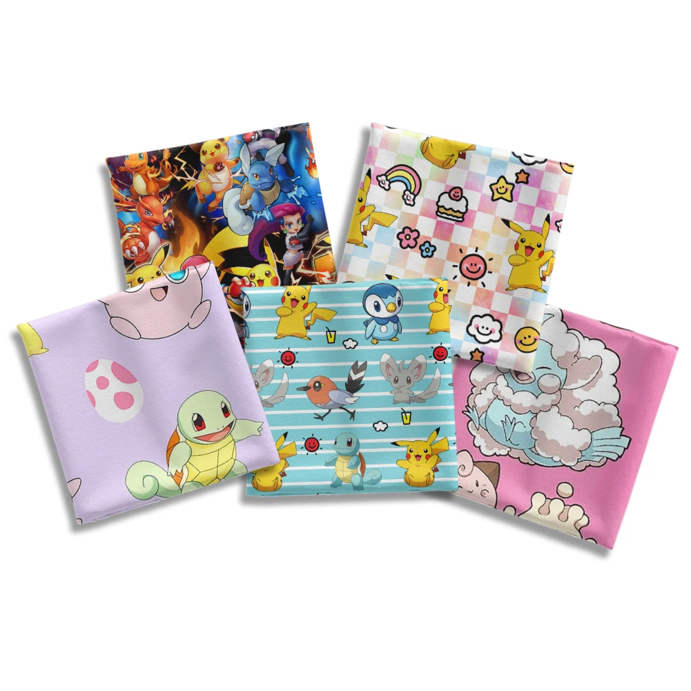 Japanese Cartoon Pokemon Design Pattern Peach Skin Microfibe DIY Textile Sewing Cloth 50*145cm