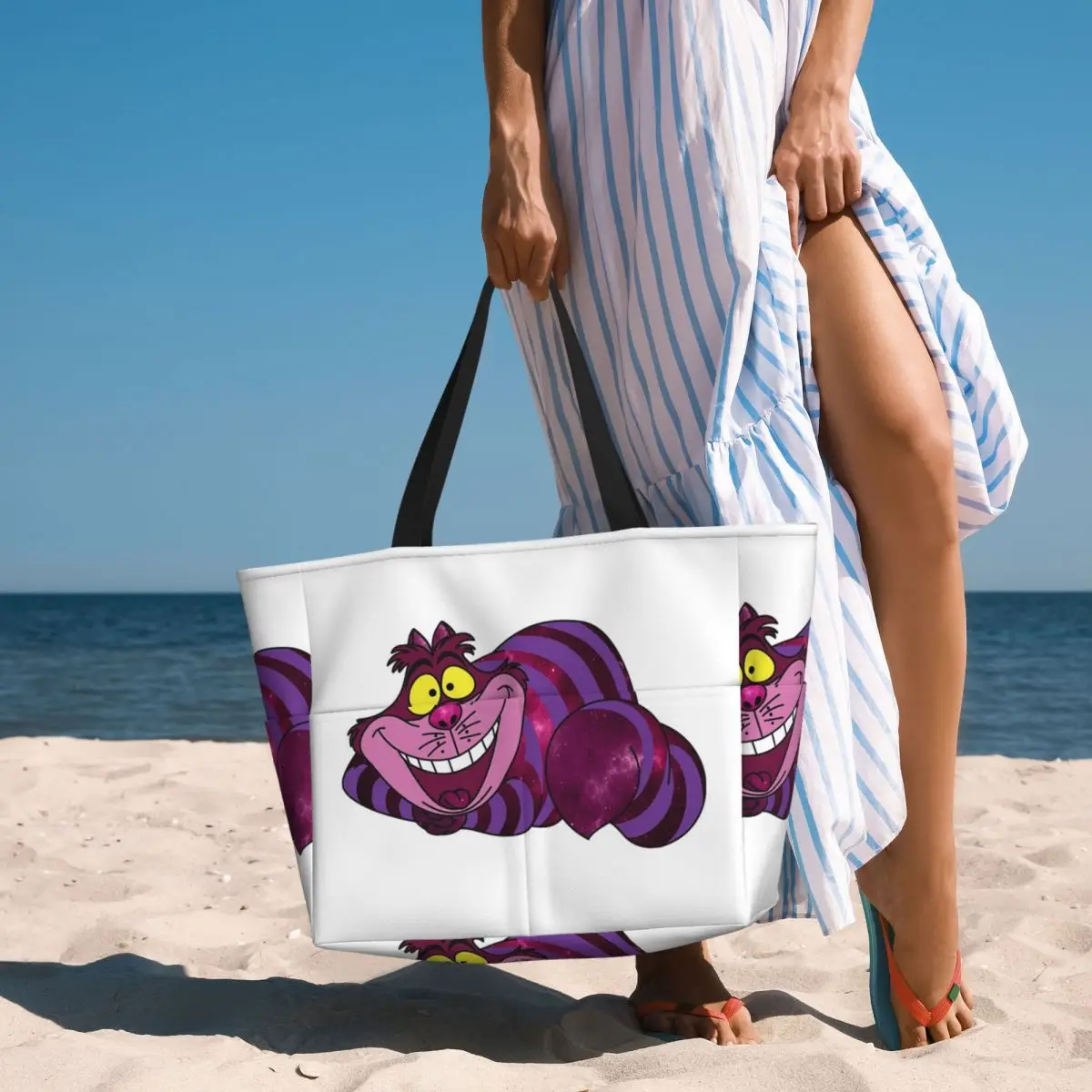 Cheshire Space Cat Beach Tote Bag Sport Gym Yoga Duffle Large Tote Bag Women Travel Bag Fitness bag