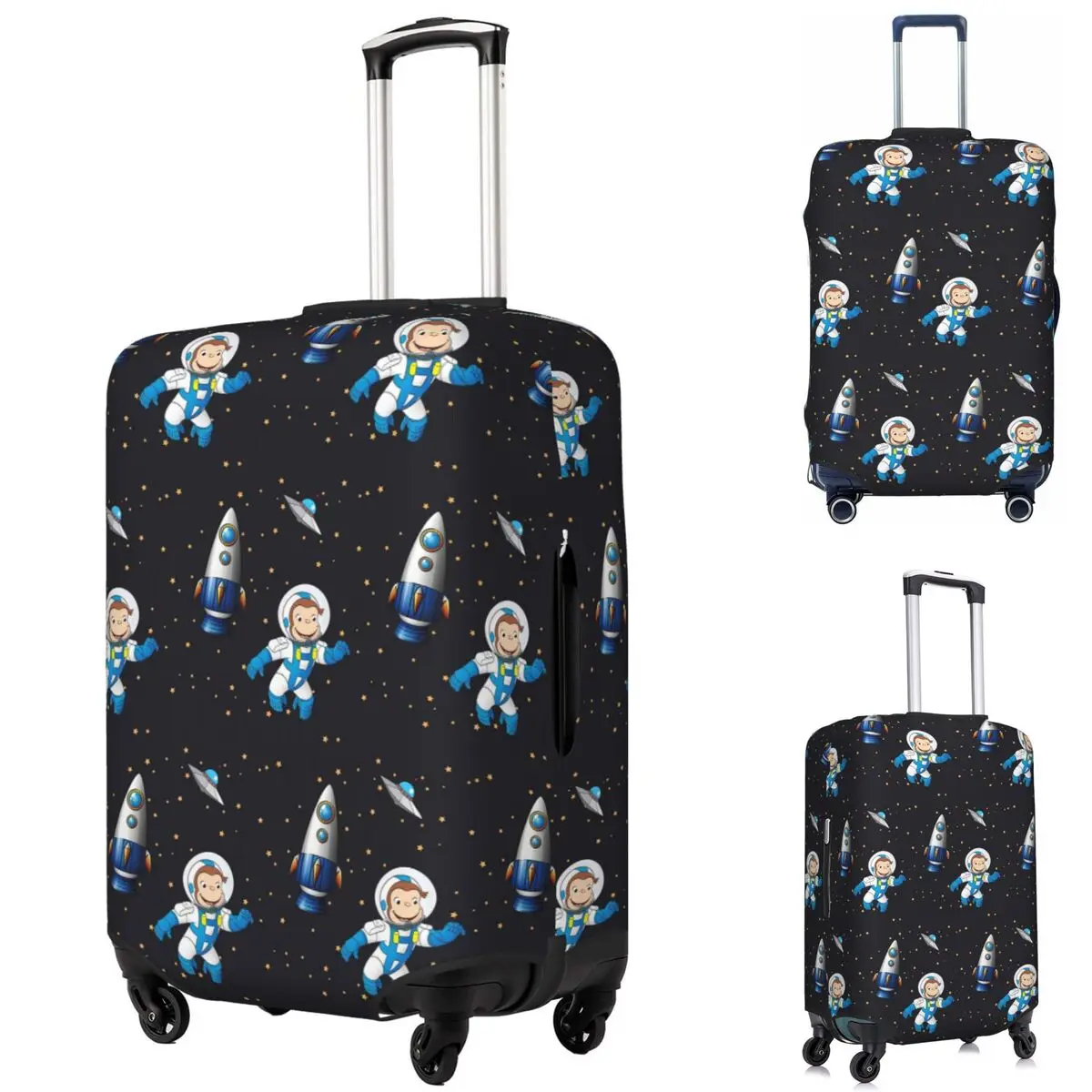 George The Curious Monkey Astronaut Cartoon Valigia Cover Protezione Elastica Viaggio Bagagli Coperture protettive per 18-32 pollici