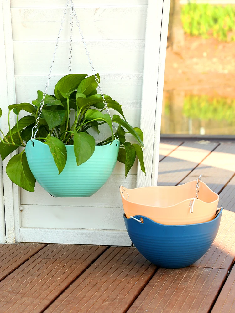 

Chlorophytum flower pot hanging plastic hanging basket flower pot large green dill green plant lazy self-priming special wall