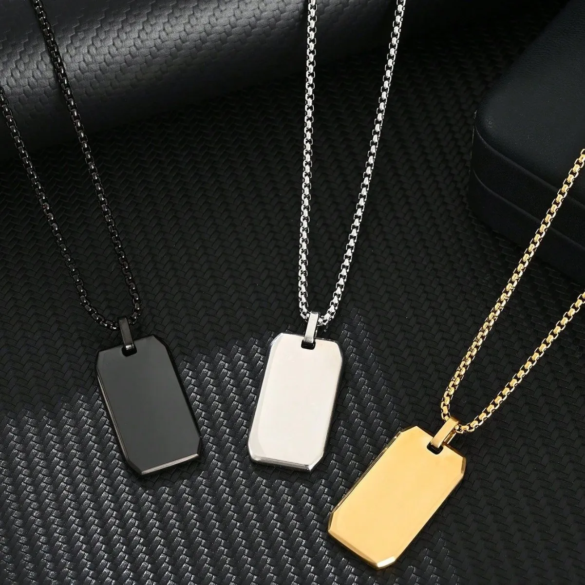 European American Hip Hop Men Necklace Stainless Steel Polished Military Dog Tag Engraved Identity Pendant Fashion Accessories