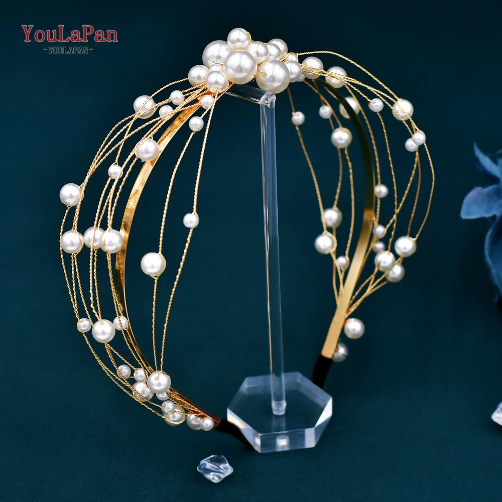 

YouLaPan Gold Color Hair Hoop Bride Headwear Elegant Women Headband Wedding Hair Accessories Banquet Party Headpiece HP609