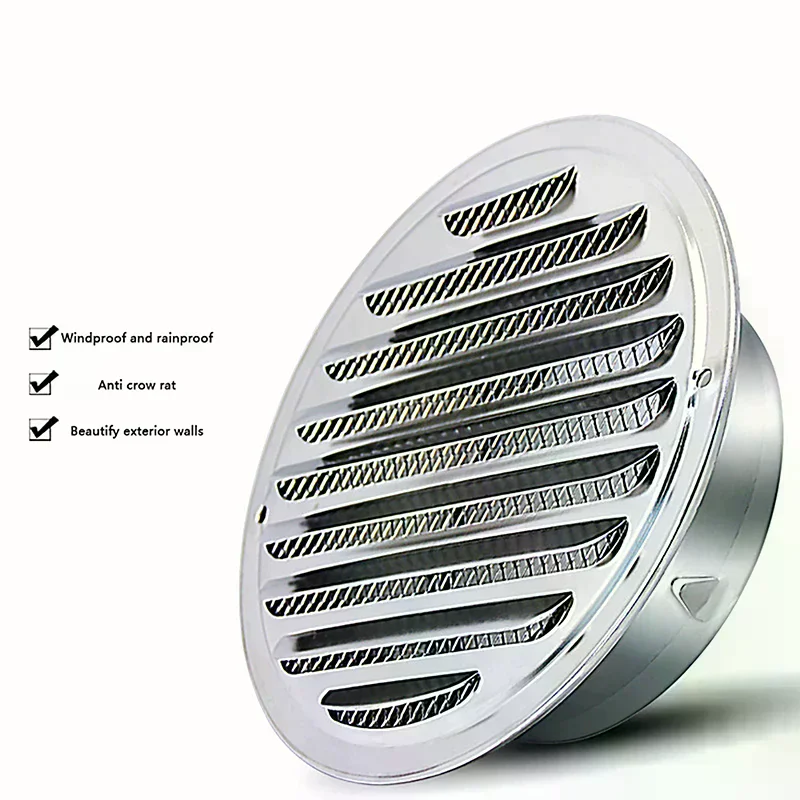 70/80/100/120/150MM Round Stainless Steel Air Vent Grille Insect Protection Home Exterior Wall Ducting Ventilation Tool
