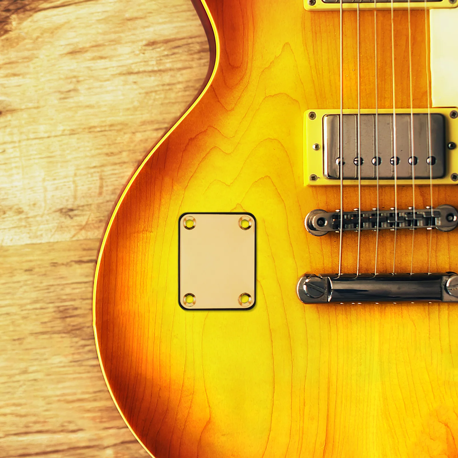 

Chrome Electric Guitar Neck Plate 4-Hole Metal Replacement for Bass Reinforcement Stable Connection Instrument Upgrade Accessory