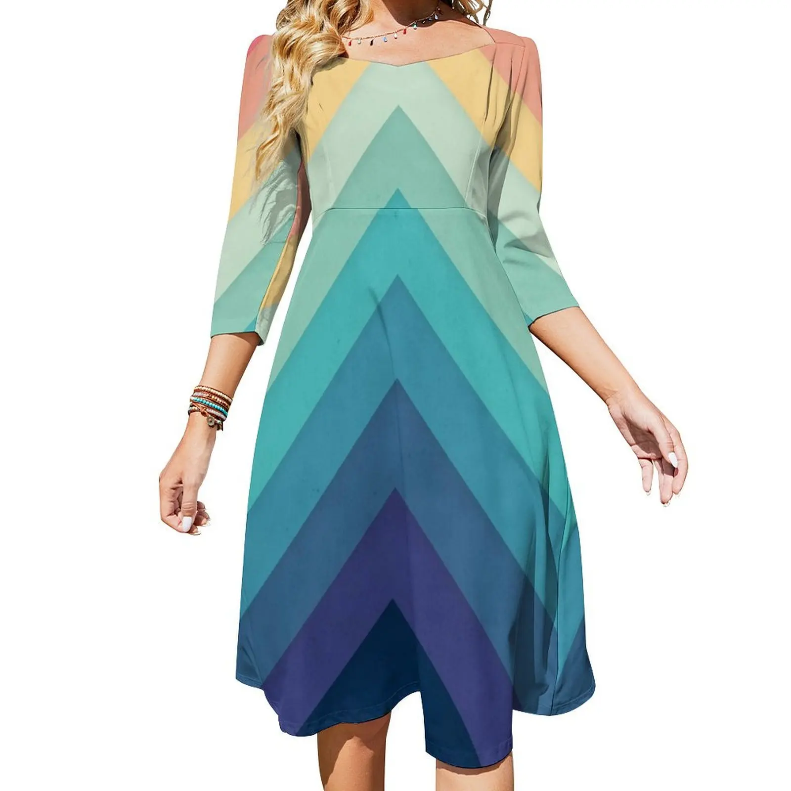 

Retro Chevrons 002 Flare Dress women's summer jumpsuit Woman clothes