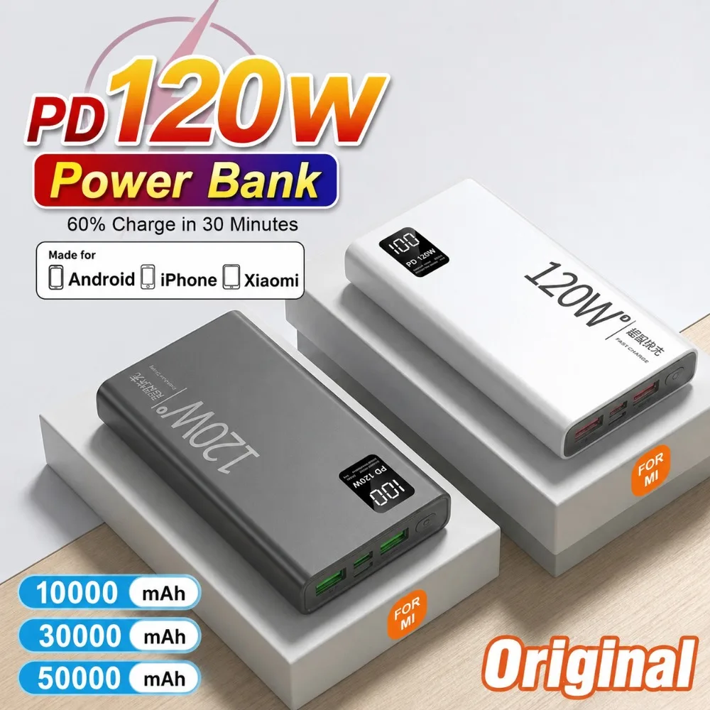 New Powerbank 500000mAh For Xiaomi External Spare Battery Portable Charger For iPhone Samsung Super Fast Charging PowerBank