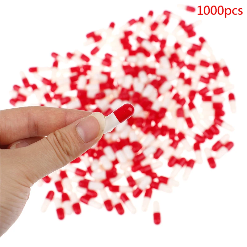 

1000pcs/bag 0# Capsule Red And White Empty Hard Gelatin Medicine Box Refillable Vitamin Pill Case Medical Pharmacy Material