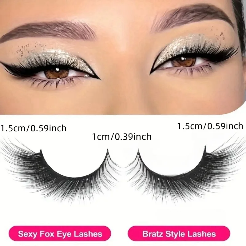 5 أزواج من الرموش الصناعية الصناعية المنفوشة بشكل طبيعي - رموش صناعية ممدودة على شكل عين القطة، مما يجري جريء