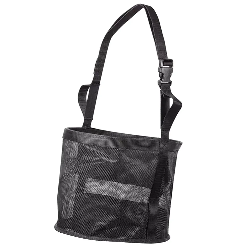Horse Feeding Net Bag Premium Strength Mesh Storage Pouch for Hay Treats Adjustable Hanging System Reduces Spillage Keeps Stable