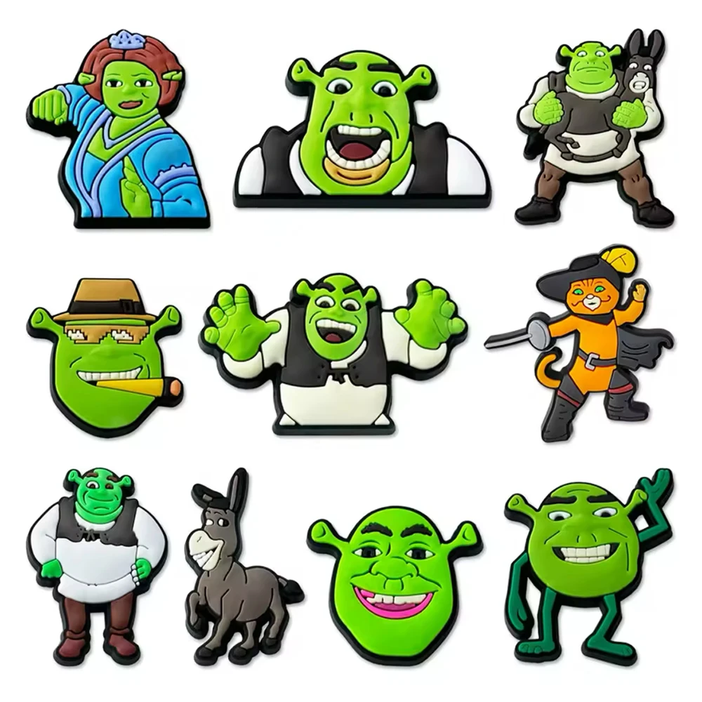 10-20PCS Green Monster Shoe Charms Cartoon Clog Sandals Wristband Bracelets Decoration Shoes Accessories Buckle for Boys Girls