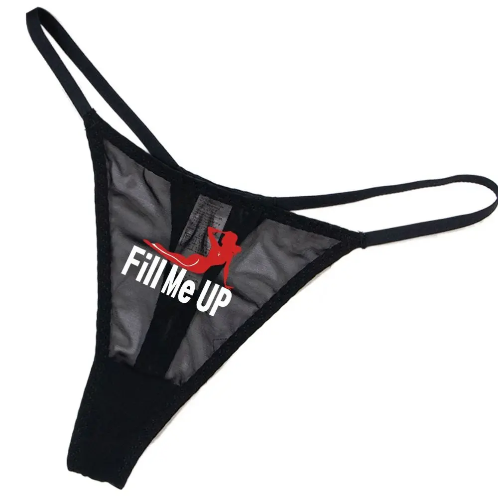 

Seamless Solid Color Sexy Mesh Thong Letter Printing Sexy G Strings Underpants Mouth Low Waist T-back Female