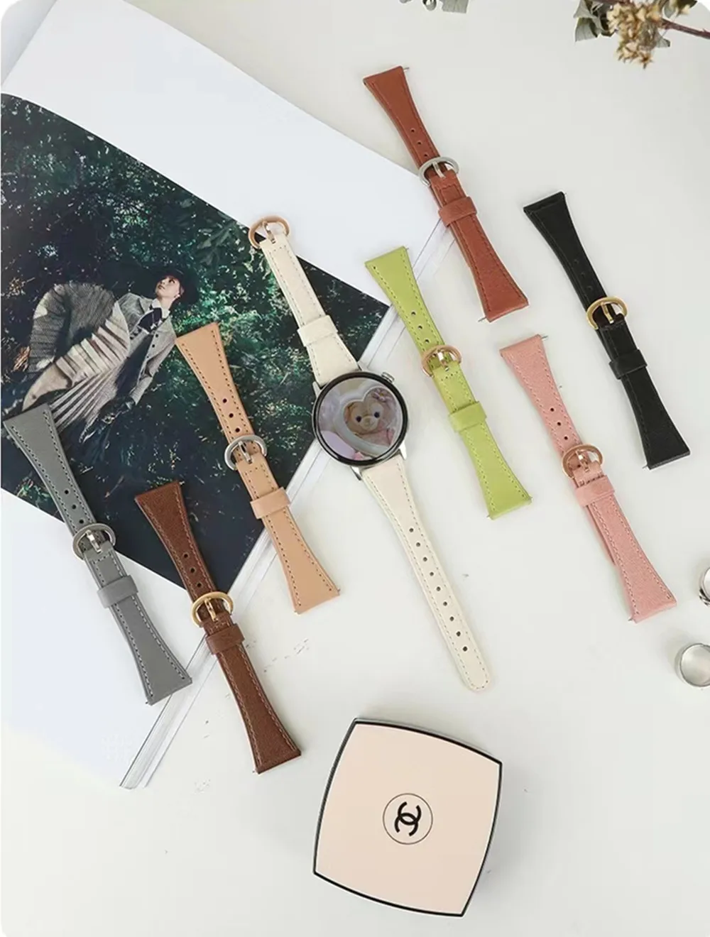 20mm Lambskin Leather Strap for Samsung Gear Sport Galaxy Watch 3 41mm 4 42/46mm 5Pro 40/44mm Band for Amazfit GTR Huawei GT2 3