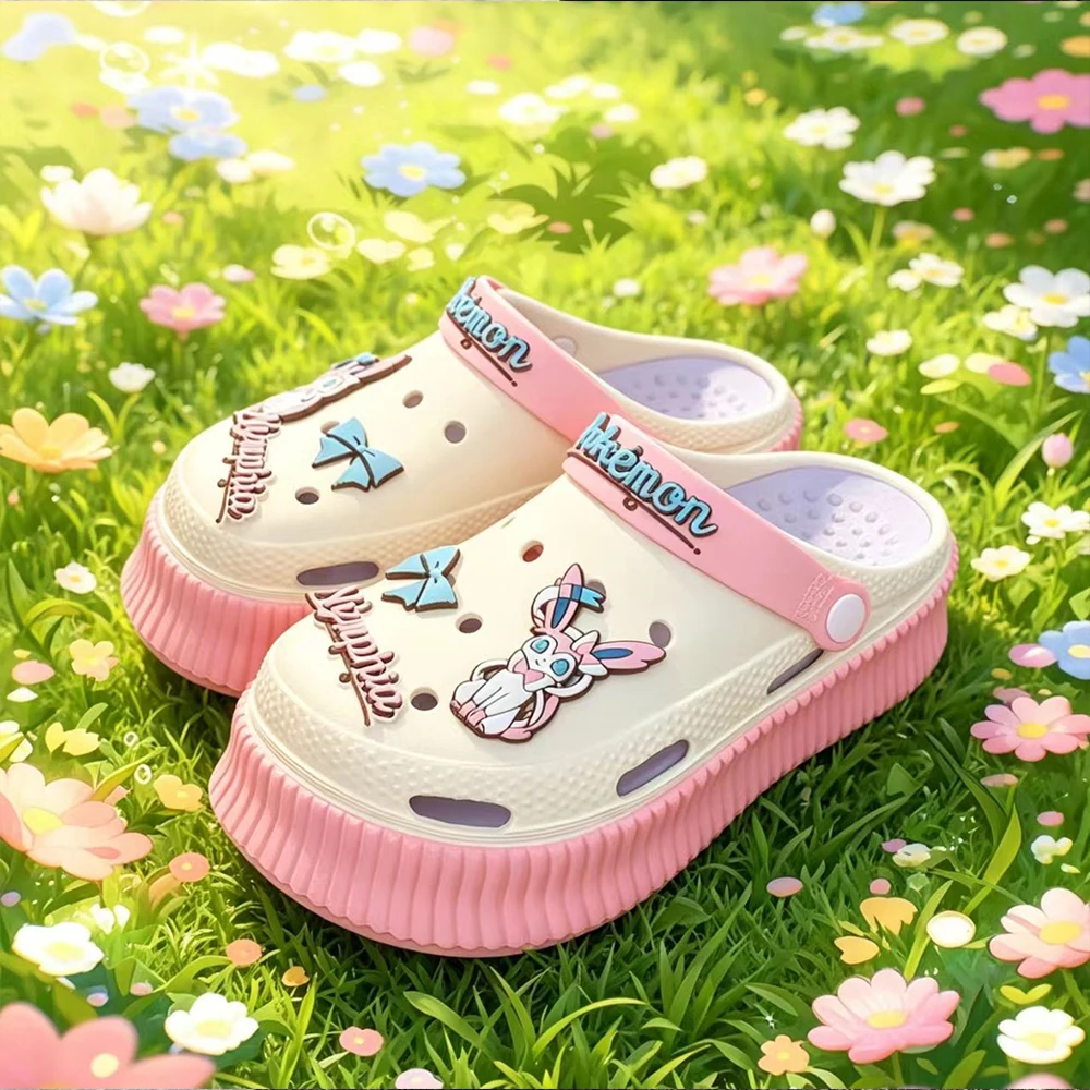 

Kawaii Pokemon Slippers Sylveon Anime Cartoon Waterproof Cool New Cave Shoes Sandals Summer Couple Beach Shoes Holiday Gifts