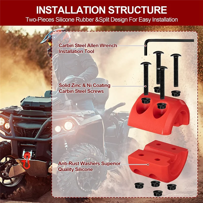 

KEKA 4Pcs Winch Stopper Compatible with ATV SUV ORV Cable Hook Rubber Stopper Winch Prevent Bouncing Fraying Red