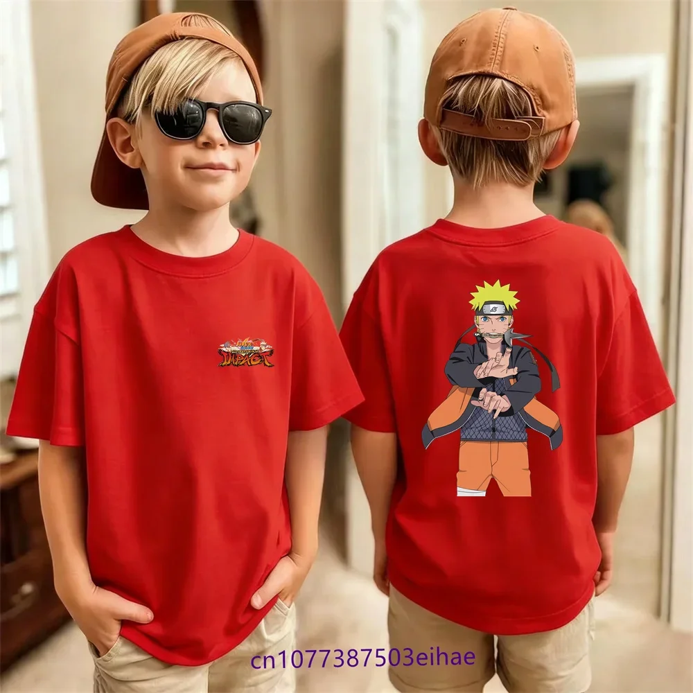Naruto Clothes Summer T-shirts Cartoon Anime Graphic Print Tee Comfortable Breathable Short Sleeves Cute Tops Birthday Gifts New