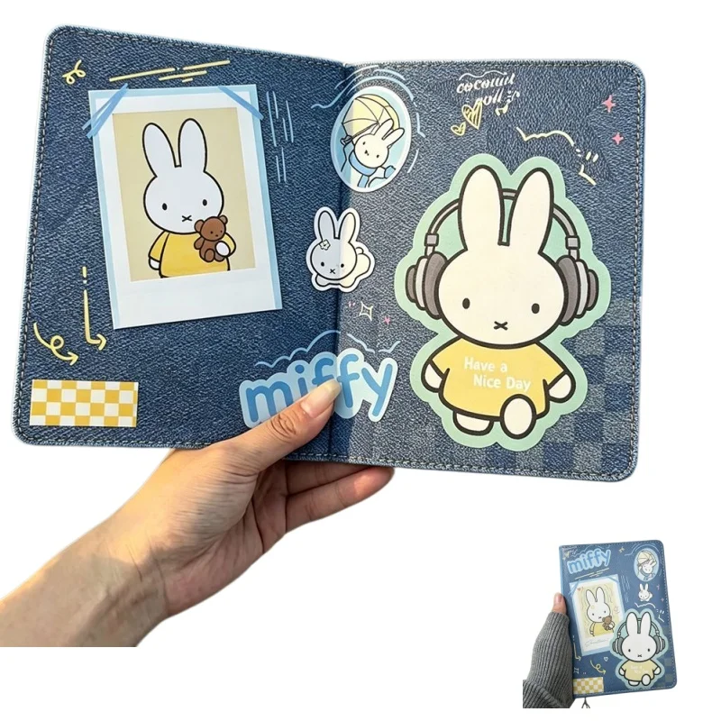 

Cute Miffy Rabbit Leather Notes Denim Style Student Notebook Color Inner Page Thickened Handbook Diary