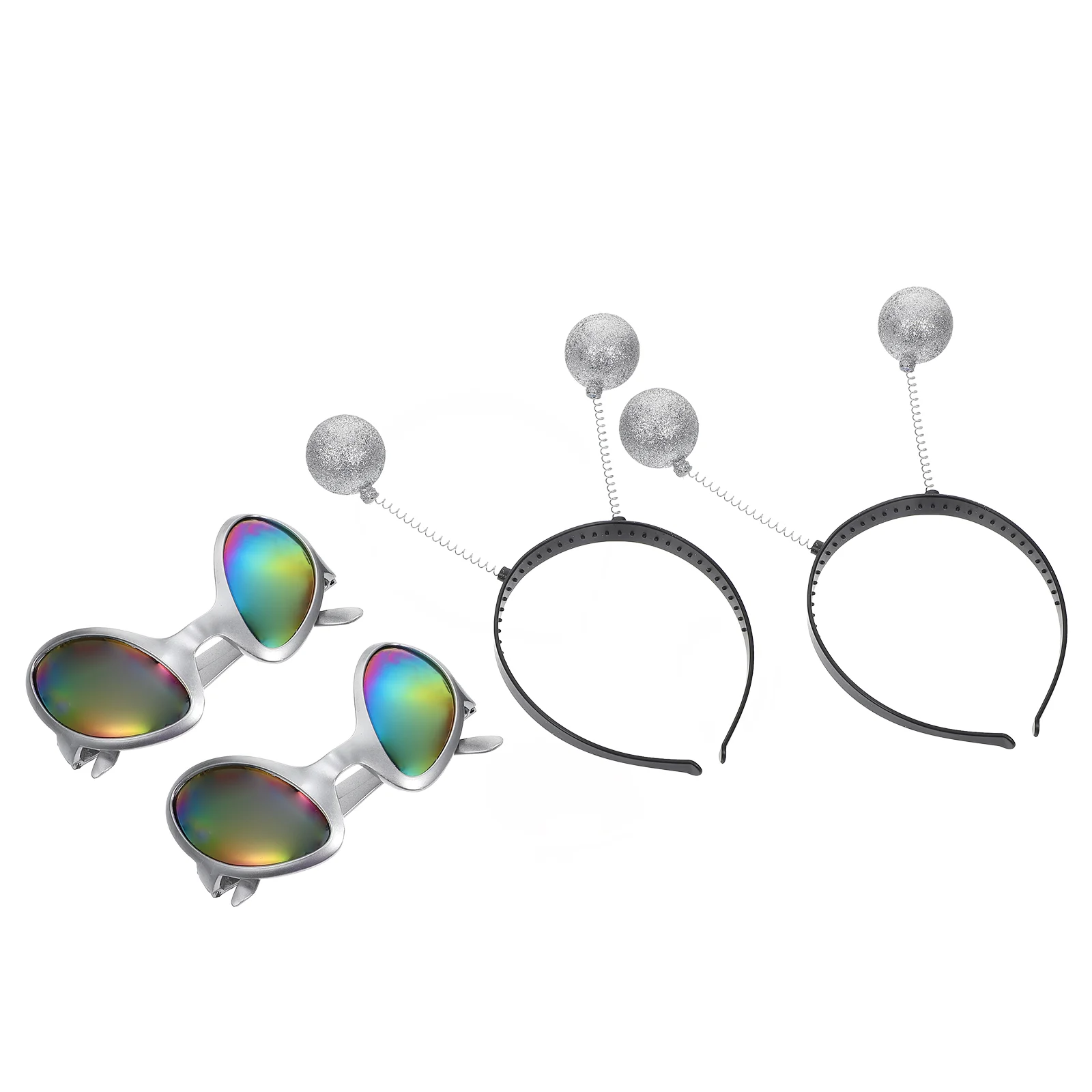 

2 Sets Cosplay Hair Ribbons Apparel Alien Headdress Costume Decors Hoops Festival Hairband Decorative Eyeglasses